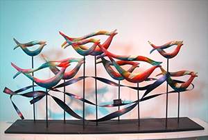鱼泛涟漪玻璃钢雕塑造型