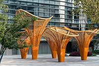 巧匠雕塑生产厂家作品案例：不锈钢景观廊架 大型钢结构构筑物雕塑